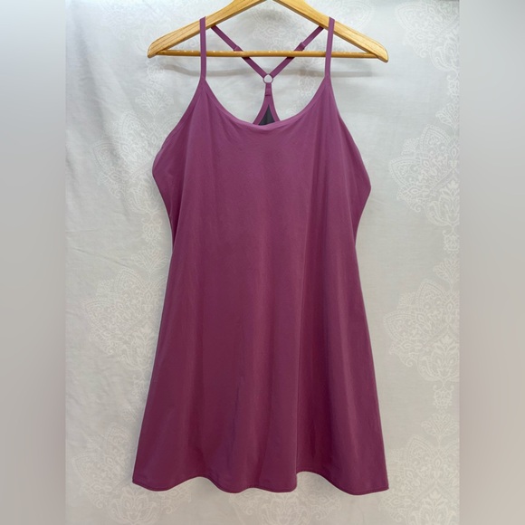 Outdoor Voices Exercise Dress. Racerback tennis dress w/pockets, Plum/Mauve, XL - Picture 14 of 16